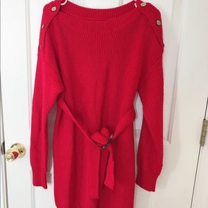 Red sweater dress woman